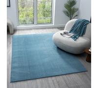 Desire Rugs Comfy Washable Low Pile Living Room Area Rug - Anti-slip Felt Backing Blue 120x160cm, Blue