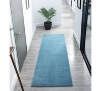 Desire Rugs Comfy Washable Low Pile Living Room Area Rug - Anti-slip Felt Backing Blue 060x200cm, Blue
