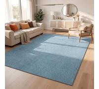 Comfy Washable Plain Non-Slip Living Room Area Rug, Blue, 50x80cm