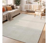Comfy Washable Plain Non-Slip Living Room Area Rug, Cream, 50x80cm