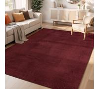 Comfy Washable Plain Non-Slip Living Room Area Rug, Red, 50x80cm