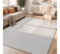 Comfy Washable Plain Non-Slip Living Room Area Rug, Silver, 50x80cm