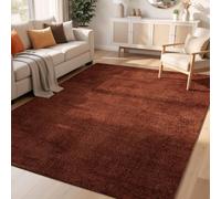 Comfy Washable Plain Non-Slip Living Room Area Rug, Terracotta, 50x80cm