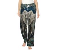 Comfy Women'S Elephants Art Print Pajama Pants With Drawstring And Pockets,Lightweight Soft