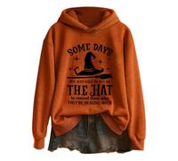 Comfy Womens Hoodie Halloween Shirts For Women Halloween Orange Graphic Pullover Crewneck Sweatshirt Plus Size Basics Pullover Women (Orange, M)