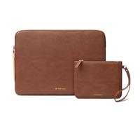 Comfyable Leather Laptop Sleeve with Accessory Pouch Compatible with 16 Inch MacBook Pro M4 2024 & 15 Inch MacBook Air M3 2024 A3114 (Loose Fit) M2 2023, Brown