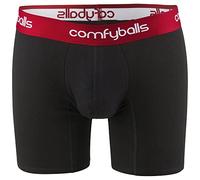 Comfyballs Men's Cotton Long Boxers - Black/Red, Large/Size 32-34