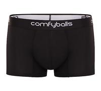Comfyballs Premium Soft Cotton Boxer Briefs with PackageFront Technology Regular Model Boxer Shorts for Men, black, S