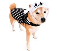 ComfyCamper Dog Black and White Cape and Headpiece Skeleton Costume Nightmare Halloween Christmas Costumes, XL