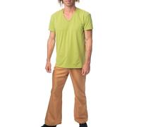 ComfyCamper Groovy Detective Costume for Men - Adult Women Green Shirt Bell Bottom Brown Pants Cosplay Halloween 70s, M