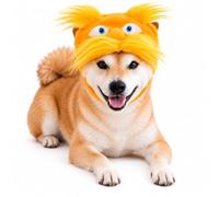 ComfyCamper Orange Monster Face Headpiece Costume for Dogs - XS XXL Fur Hat Wig Cosplay Hats Halloween Costumes, L