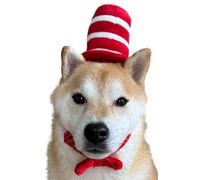 ComfyCamper Red and White Top Hat with Bowtie Dog Costume Dogs XXS XXL Pet Cat Cosplay Halloween Outfit Costumes, L