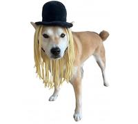 ComfyCamper Top Hat with Yarn Hair Wig Dog Costume for Dogs XXS XXL Pets Wigs Headpiece Cosplay Halloween Costumes, S