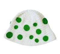 ComfyCamper Womens Knitted Green and White Mushroom Hat Costume Adults Women Men Cottagecore Cosplay Halloween, White, One Size Fits Most