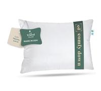 Goose Down Travel Pillow - Filled with 800 Fill Power European Goose Down, Egyptian 300 Thread Count 100% Cotton Cover for Plane car & Home - Made in USA (12x16)