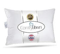 ComfyDown Goose Down Travel Pillow - Filled with 800 Fill Power European Goose Down, Egyptian 300 Thread Count 100% Cotton Cover for Plane car & Home - Made in USA (12x16)