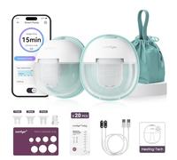 comfyer Heated Breast Pump Hands Free, Industry-Leading Heating Tech, Innovative Magnetic Charging Base, App Discreet Control, 20pcs Breastmilk Storage Bags Included, Hospital-Grade Suction, 2 Pack