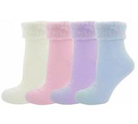 Comfyfit 3 Pairs Ladies Bed Socks Luxury Brushed Thermal Sleep Womens Slippers faux shear Warm Winter Cosy Bed Socks