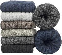 Comfyfit 6 Pairs Big Foot Men's Wool Blend Socks, Soft Top Non-Binding Boot Socks, Heavy Duty Breathable Work Socks, UK Size 11-14