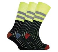 Comfyfit Men’s Technical Work Socks (6-Pair Pack) | Heavy-Duty Terry Cushioned Boot Socks for Steel-Toe Protection | Moisture-Wicking Cotton Blend, UK Size 6-11, Hi-Vis Comfort Cuff