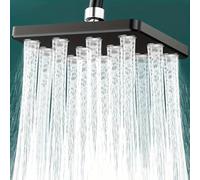 ComfyHarbor 10 Inch High Flow Rainfall Shower Head, 360° Adjustable Swivel, Pressurized Anti-Blocking ABS Construction for Relaxing Spa Shower(Black)