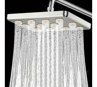 ComfyHarbor 10 Inch High Flow Rainfall Shower Head, 360° Adjustable Swivel, Pressurized Anti-Blocking ABS Construction for Relaxing Spa Shower(Silver)