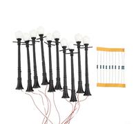 ComfyHarbor 10 Pack O Scale 1/48 LED Lamps for Model Railroads, Metal Mast Lights with Resistors for 3V-16V Layouts, Long Life Street Lamps for Train Building Scenery Accessories