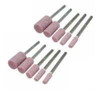 ComfyHarbor 10 Pcs 1/8in Shank Abrasive Mounted Stone Rotary Tool Cylindrical Grinding And Polishing Wheels, Chrome Corundum Heads In Various Diameters, Pink For DIY Wood Metal Jade