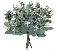 ComfyHarbor 10 Pcs Mixed Artificial Eucalyptus Leaves Stems With White Berries, Faux Oval Greenery For Wedding Centerpieces, Vase Fillers, Floral Wreaths, Garland Bouquets