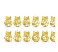 ComfyHarbor 12 PCS Double-Sided Golden Acrylic Christmas Tree Ornaments, Elegant Shatter-Resistant Baubles With Reindeer And Merry Christmas Designs For Home Decoration(1141 gold: 12 pieces)
