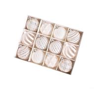 ComfyHarbor 12PCS Christmas Velvet Ball Ornaments Set, Decorative Hollow Baubles Tree Hanging Pendants, For Indoor Outdoor Home Party Decor 6 CM(white)