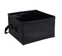 ComfyHarbor 13L Collapsible Water Bucket, Extra-Thick 3-Layer PVC Folding Wash Basin with Reinforced Handles, Portable Square Container for Camping Hiking Fishing RV(Black)