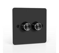 ComfyHarbor 2-Gang LED Dimmer Switch DC 12V-24V 120W Rotary Knob Controller 3%-100% Smooth Brightness Adjustment for RV Boat for caravan Trailer Camper Black(RV dimmer)
