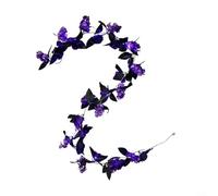 ComfyHarbor 2 M Halloween Purple LED Rose Vine Garland, Artificial Silk Flowers String Lights Battery Operated, For Indoor Wedding Party Decorations