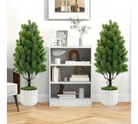 ComfyHarbor 2 Pack Artificial Cypress Topiary 21.6 Inch Plastic Green Pine Branch Floor Standing Christmas Tree Decor for Indoor or Outdoor Use(green)