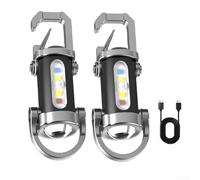 ComfyHarbor 2-Pack Compact USB Rechargeable Keychain Flashlight Featuring Bright LED Illumination For Outdoor Adventures, Camping, Hiking And Everyday Use, Small Torch