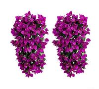 ComfyHarbor 2 Pack Silk Bougainvillea Artificial Hanging Flowers Fake Trailing Vines Outdoor Garden Balcony Patio Decoration 55 cm(purple)
