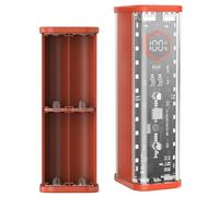 ComfyHarbor 21700 Power Bank Case, 8-Slot DIY Battery Box with 22.5W PD Fast Charging, Transparent ABS Enclosure for Flat Top Lithium Cells, Dual USB Output & LED Display(orange)