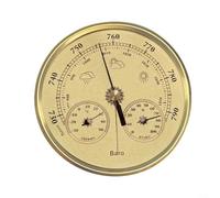 ComfyHarbor 3-in-1 Weather Station Thermometer Hygrometer Barometer, 130mm Metal Frame Analog Device for Home Office Outdoor, No Battery Required, Measures Humidity Pressure(Gold)