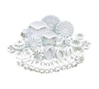 ComfyHarbor 33 Piece Fondant And Cake Decorating Set, Cylindrical Molds For Cupcakes, Cookies And Sugar Craft, Baking Tools For Wedding And Birthday Desserts And Pastries