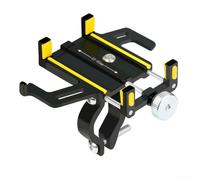 ComfyHarbor 360 Degree Adjustable Motorcycle Phone Holder Aluminum Alloy with Non Slip Rubber Clamp and Silicone Coated Arms for Secure Phone Lock (Yellow)