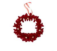ComfyHarbor 3PCS Christmas Red Velvet Bell Wreath Ornaments, Indoor Outdoor Holiday Decorations, Flocked Fabric Tree Decor 11.5 cm