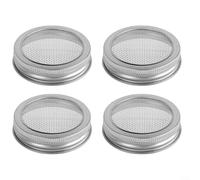 ComfyHarbor 4-Pack Stainless Steel Sprouting Lids, 70Mm Mesh Strainer Covers For Jar Germination, Dishwasher Safe Sieve For Growing Broccoli, Lentil, Alfalfa And Sifting Flour Or Sugar