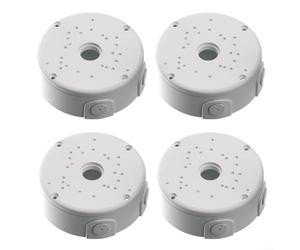 ComfyHarbor 4 Pcs Waterproof Hemispherical Camera Junction Box ABS Mounting Enclosure for Outdoor CCTV, Secure Cable Management for Home Garage Business Installation, White and Black(White)