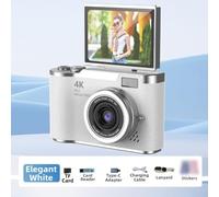 ComfyHarbor 4K CCD Digital Camera For Student 48MP Compact Digital Photography Camera for Photography and Video Recording, Compact ABS Body(White 32G)