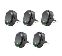 ComfyHarbor 5-Pack 12V 30A LED Illuminated Rocker for TOGGLE Switch with 3-Pin Design for On/Off Control, Compatible with Cars, Motorcycles and Boats, Plastic and Metal(Green)