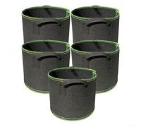 ComfyHarbor 5-Pack Non-Woven Grow Bags With Reinforced Handles, Breathable Fabric Planting Pots For Vegetables Flowers Herbs, Gray Green Assorted Sizes 18-25cm(18 * 15cm)