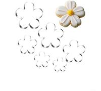 ComfyHarbor 6 Piece Stainless Steel Cookie Cutters Set, For CHERRY Blossom Flower Shapes For Baking Cakes, Fondant, Sandwiches And Fruits, Clean Silver Grey Kitchen Tools