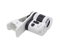 ComfyHarbor 60X Clip-on Microscope, Portable Magnifying Glass, With Phone Clip And LED White Light, For Educational Science Hobbyist Exploration(black)