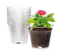 ComfyHarbor 8-Pack 4-Inch Clear Nursery Pots With Drainage Holes And Trays, Transparent Plastic Planters For Succulents Orchids Indoor Outdoor Gardening